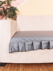 Leatherite Sofa Slip Cover Protector with Frill, Grey